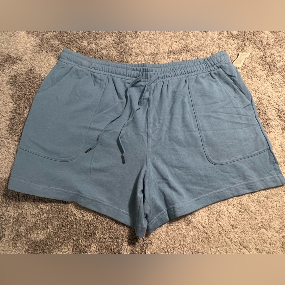 Terra & Sky Blue Athletic Shorts with Elastic Waistband